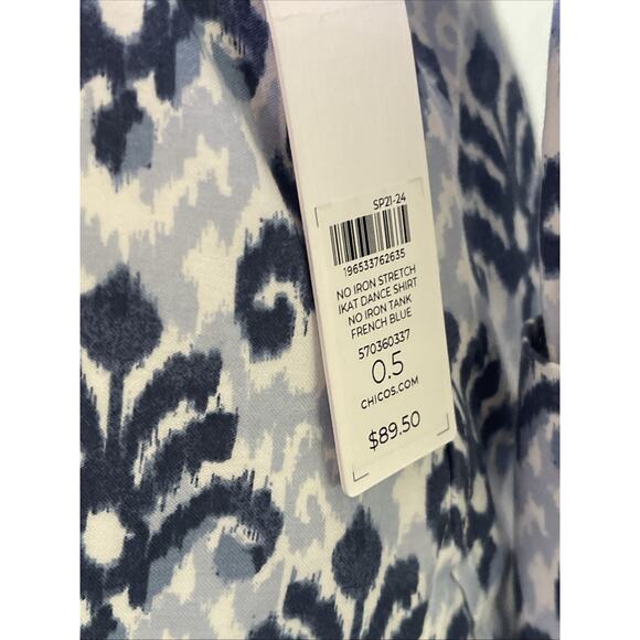 Chico's 0.5 / 6 No Iron Ikat Shirt NWT - Picture 4 of 7